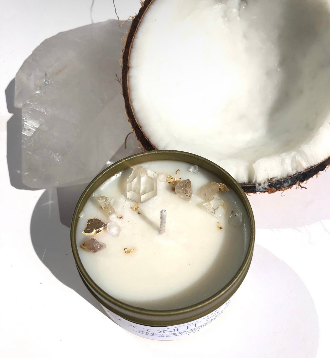 Coconut Soleil Quartz Infused Candle - Selene + Sol