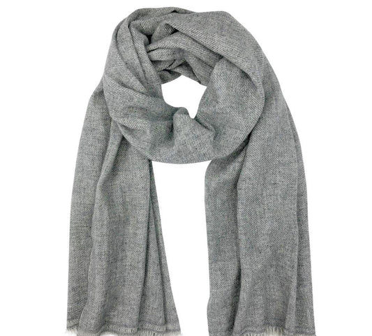 Hand Loomed Cashmere Scarf - Grey - Selene + Sol