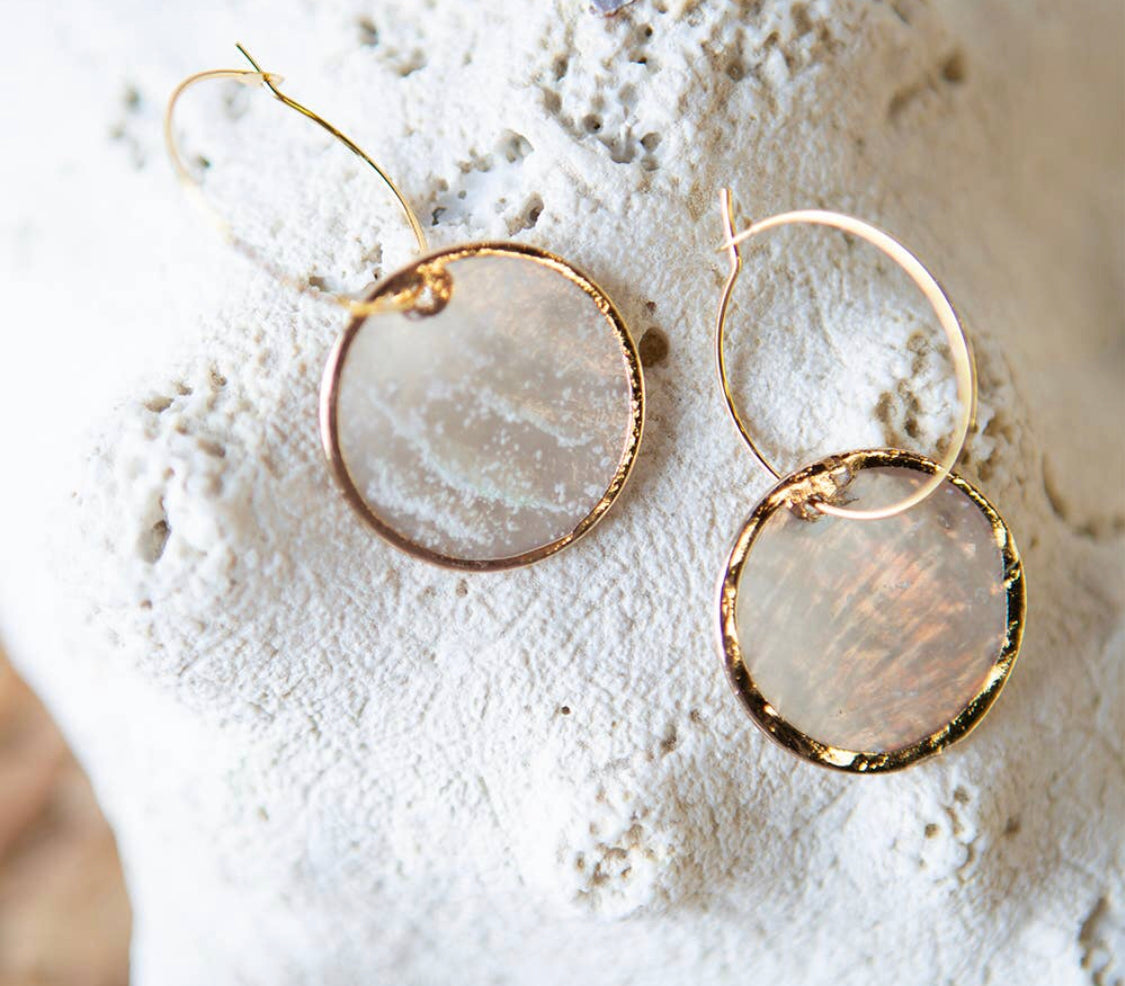 The Helena - Capiz Shell Earrings - Selene + Sol