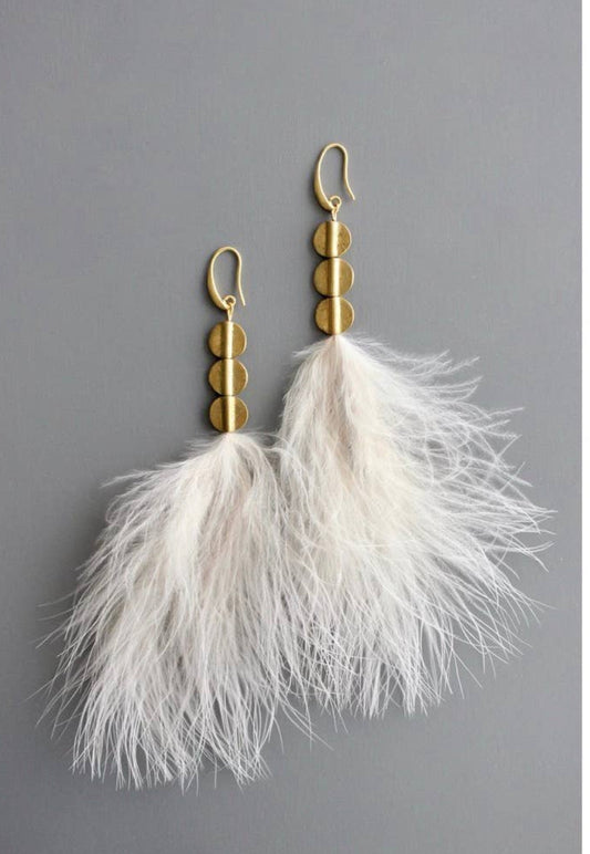 Ivory Feather Earrings - Selene + Sol